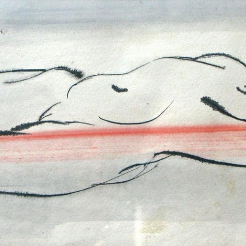 Обнаженная. 1995. Акварель,тушь. 51.5х19