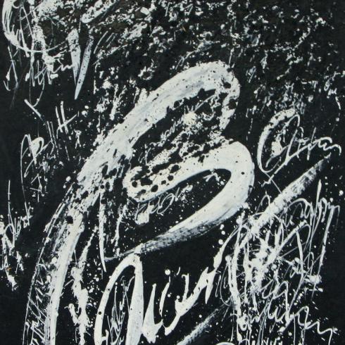 Послания. 1996.Тушь,темпера. 40х22.5
